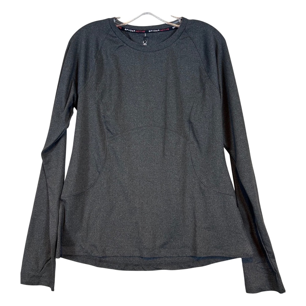 NWT Spyder Active Womens‎ Peached Jersey Long Sleeve Thumbholes Zipper Pocket L